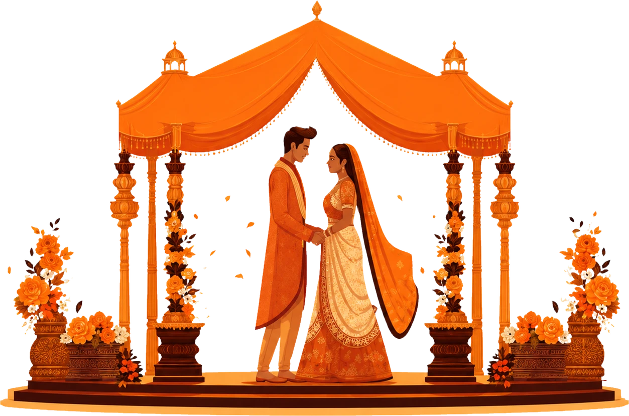 Illustrated Tamil wedding mandapam